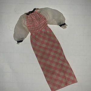 Vintage 1973 Barbie Doll Clothing Quick Curl Pink Gingham Peasant Dress